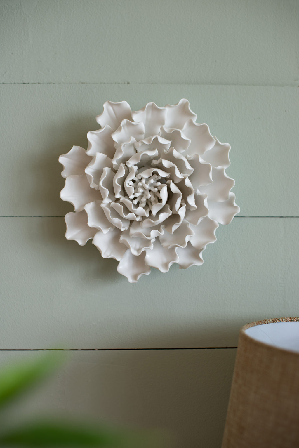 Handmade Cream Ceramic Flower Wall Decor Accent