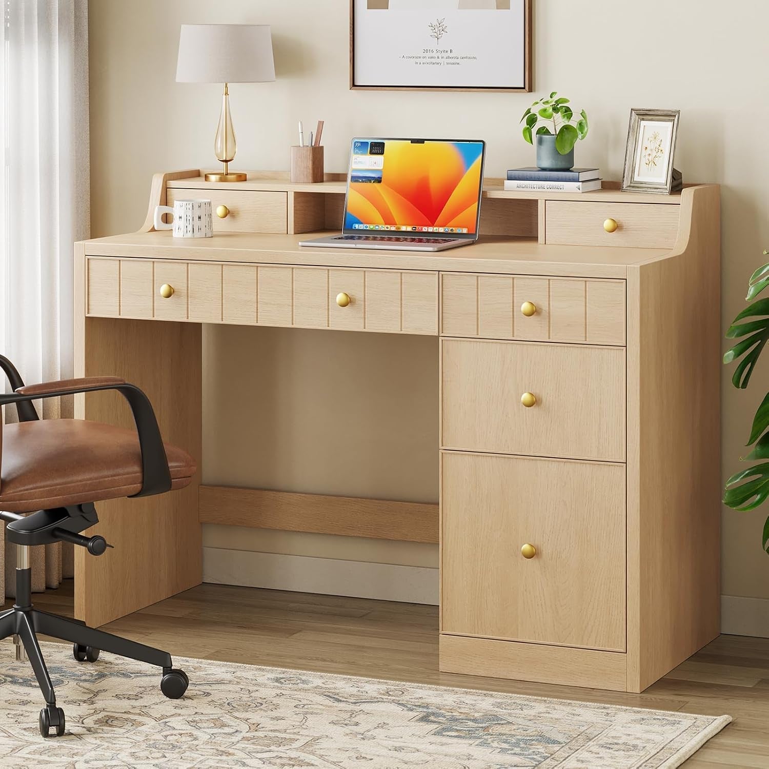 Executive Workstation Desk With Drawers 47Inch Wide