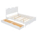 Queen Size Platform Bed With with 2 Big Drawers, Twin XL Size Trundle, White