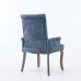 Upholstered Chenille Fabric Accent Dining Chair, Curved Solid Wood Legs, Elegant Tufted Club Dining Room Kitchen Room Arm Dining Chair, Single Pack,Blue,SW1895BL