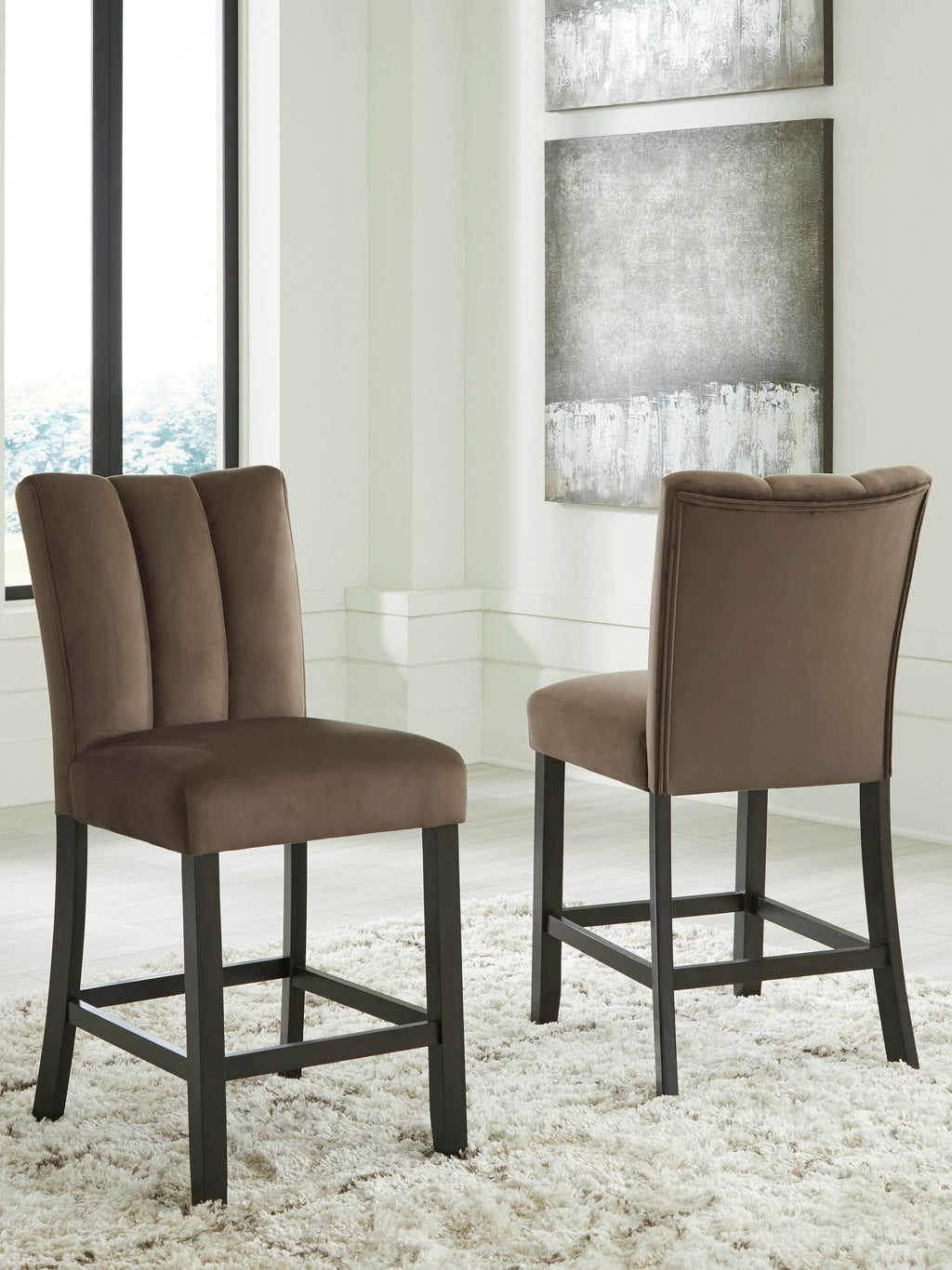 Jeshina - Upholstered Barstool (Set of 2) - Mocha-1