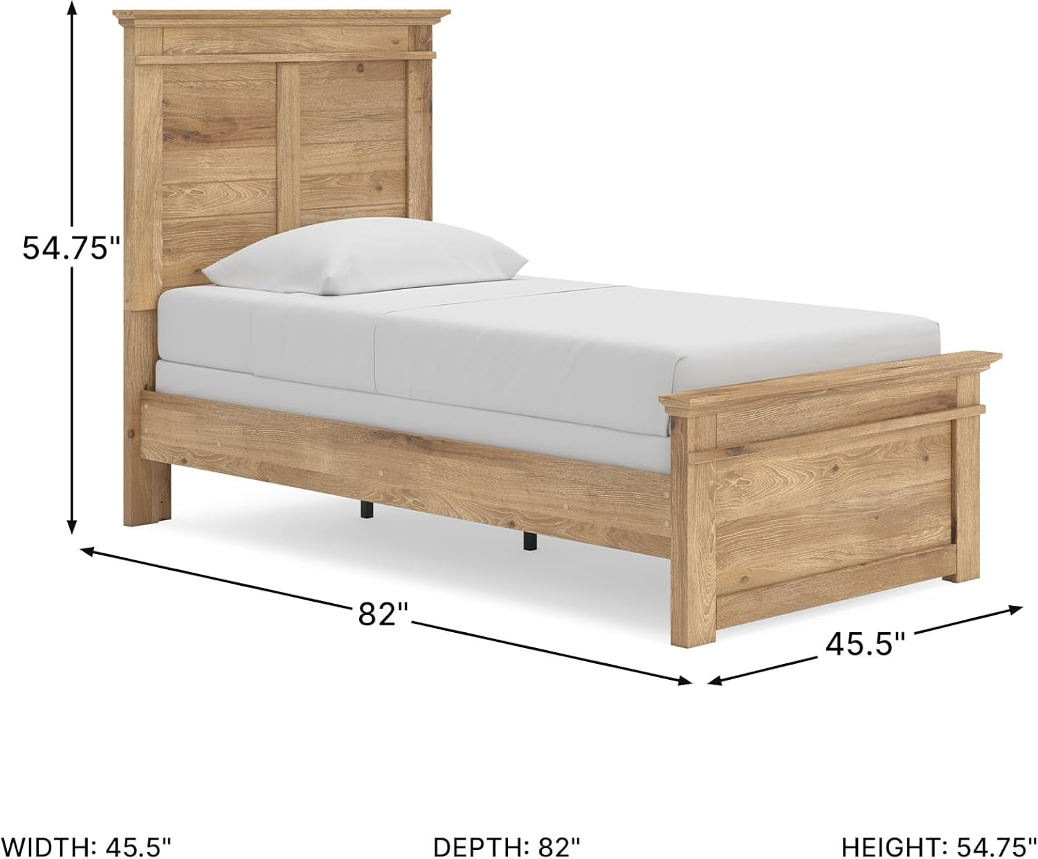 Twin Bed Frame Handcrafted Headboard Natural Brown