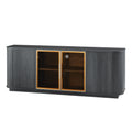 Modern 64-Inch Wavy TV Cabinet with LED Lights, Black, Particleboard and MDF, 64''W x 15''D x 24''H