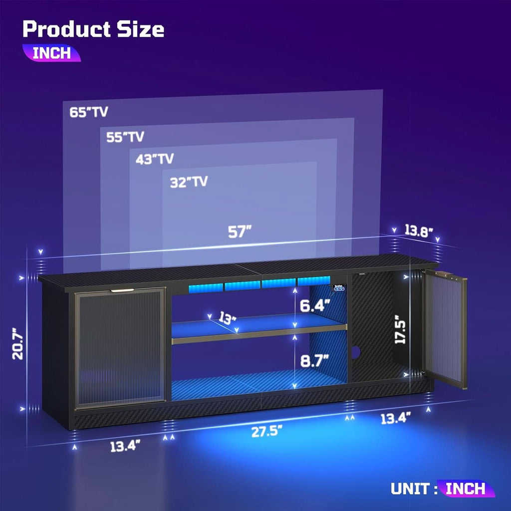 57 Inch Entertainment Center With RGB LED Illumination