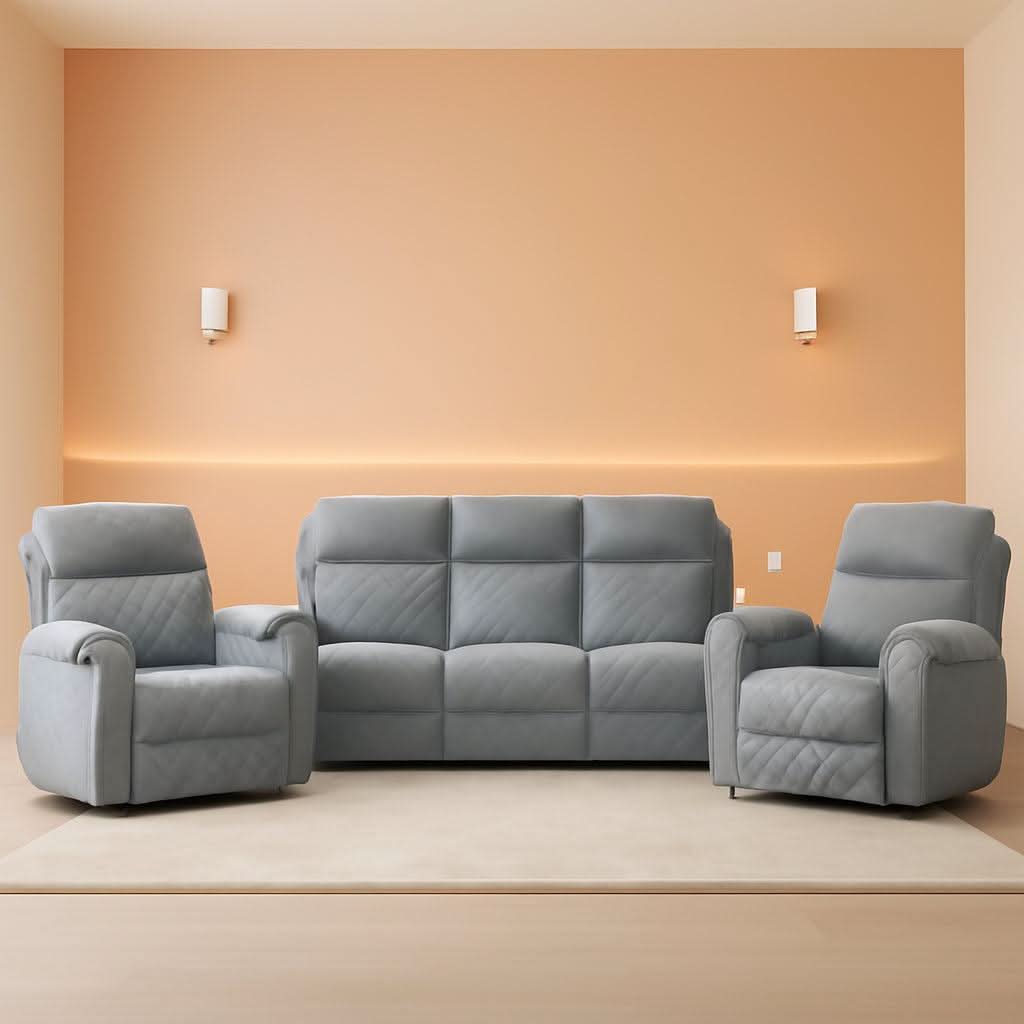 Light Grey Power Recliner Contemporary Sofa Collection-0