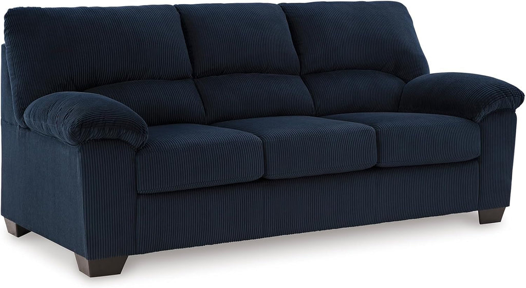 Blue Corduroy Contemporary Sofa For Comfortable Living-0