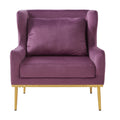 Modern Velvet Accent Armchair for Living Room or Bedroom, Purple Upholstered with Curved Armrests and Iron Frame, 32.3'W x 32.3'D x 33.5'H