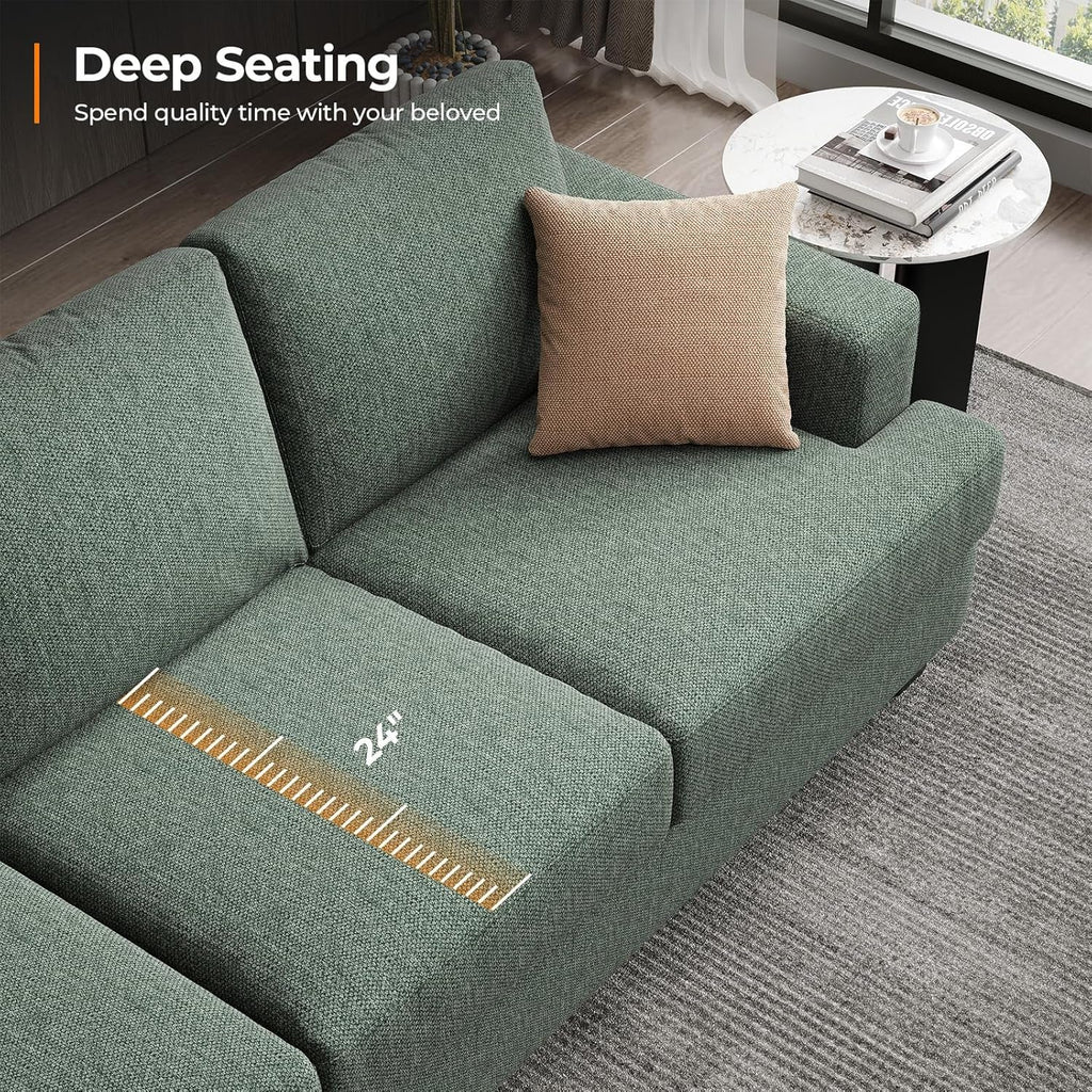 89 Inches Oversize Three Seater Sofa Green Upholstery-4