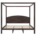 Modern King Size Canopy Platform Bed with Headboard and Support Legs in Brown Wash Finish, Pine Wood Frame