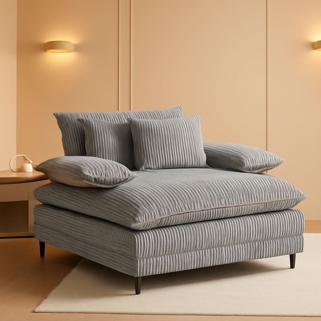 Cream Gray Oversized Chaise Lounge Adjustable Backrest-0