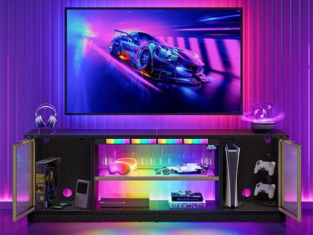 57 Inch Entertainment Center With RGB LED Illumination