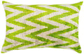 Handmade Throw Pillow Cover & Feather Insert | Zigzag Green Ivory | Soft Throw Pillow| Luxury Decorative for Couch | 16 x 24 in