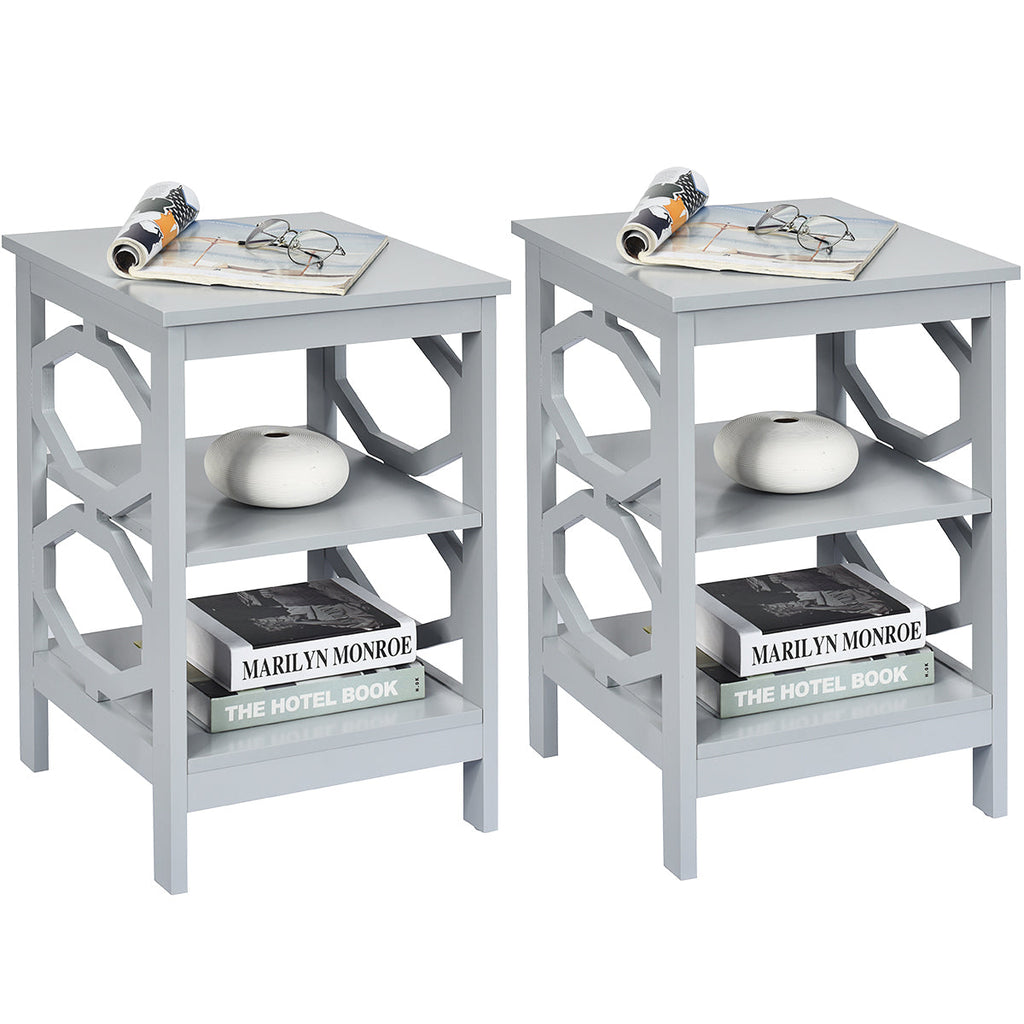 NNECW Set of 2 Side Table with Stable Structure for Bedroom/Living Room-Grey
