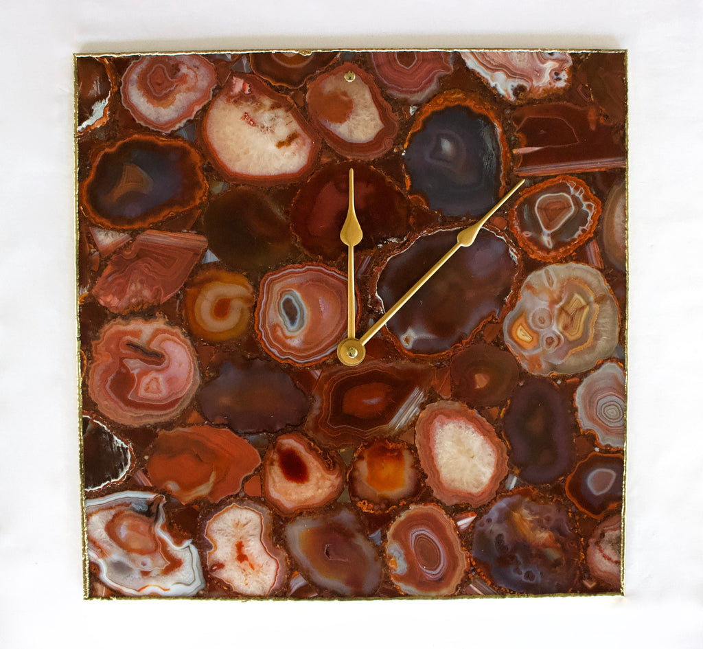 Red Agate Wall Clock | Square-0
