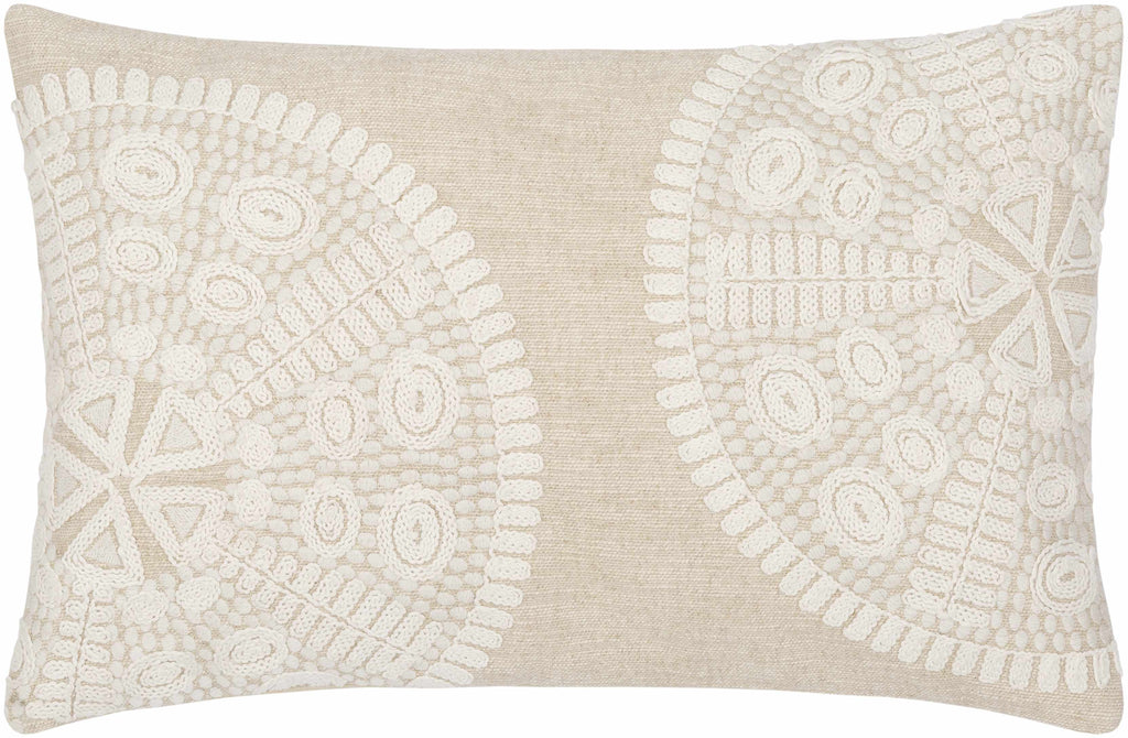 Kinango Beige Embroidered Accent Pillow - Clearance