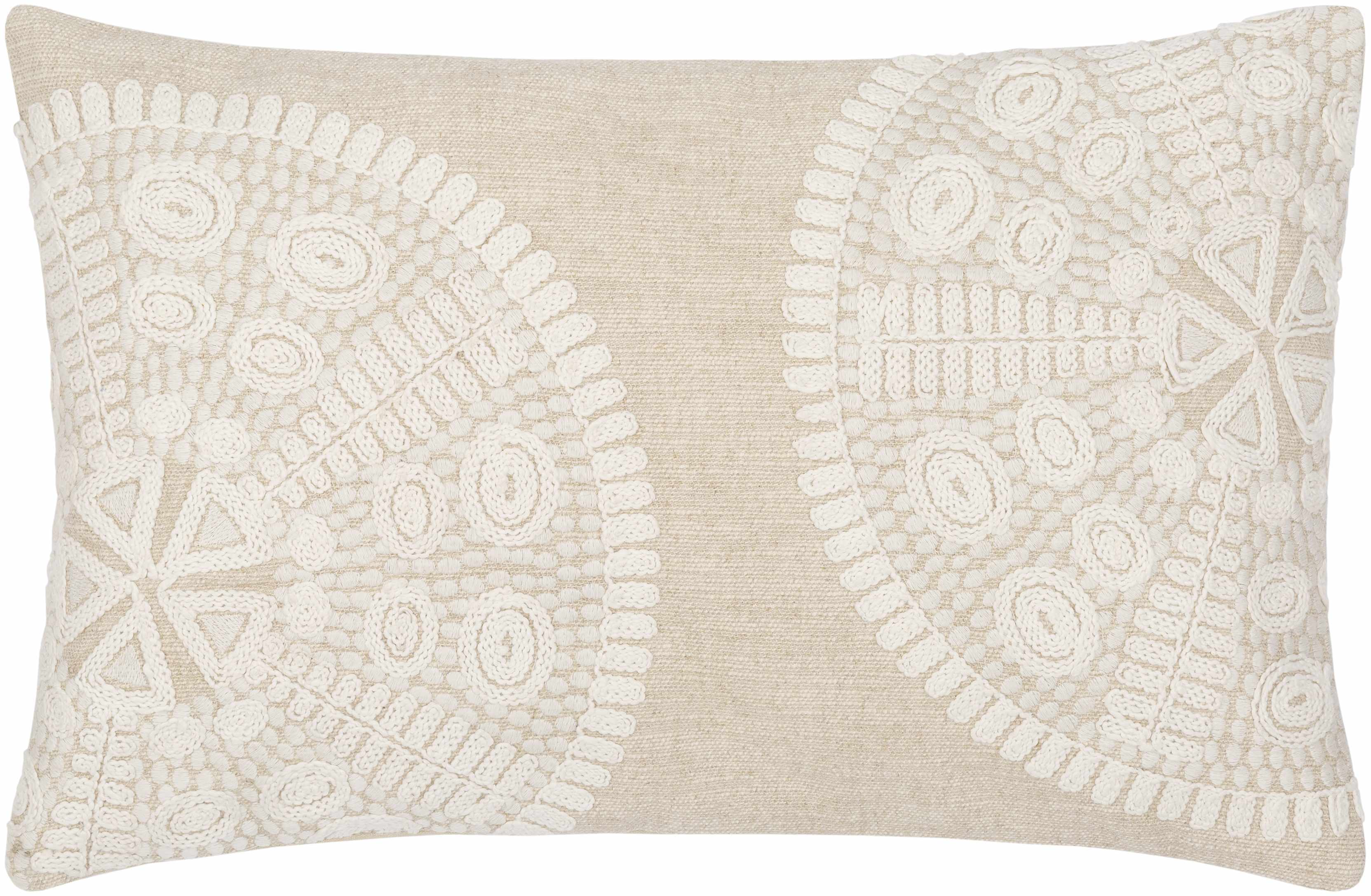 Kinango Beige Embroidered Accent Pillow - Clearance