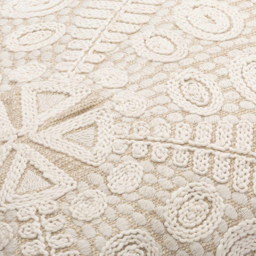 Kinango Beige Embroidered Accent Pillow - Clearance