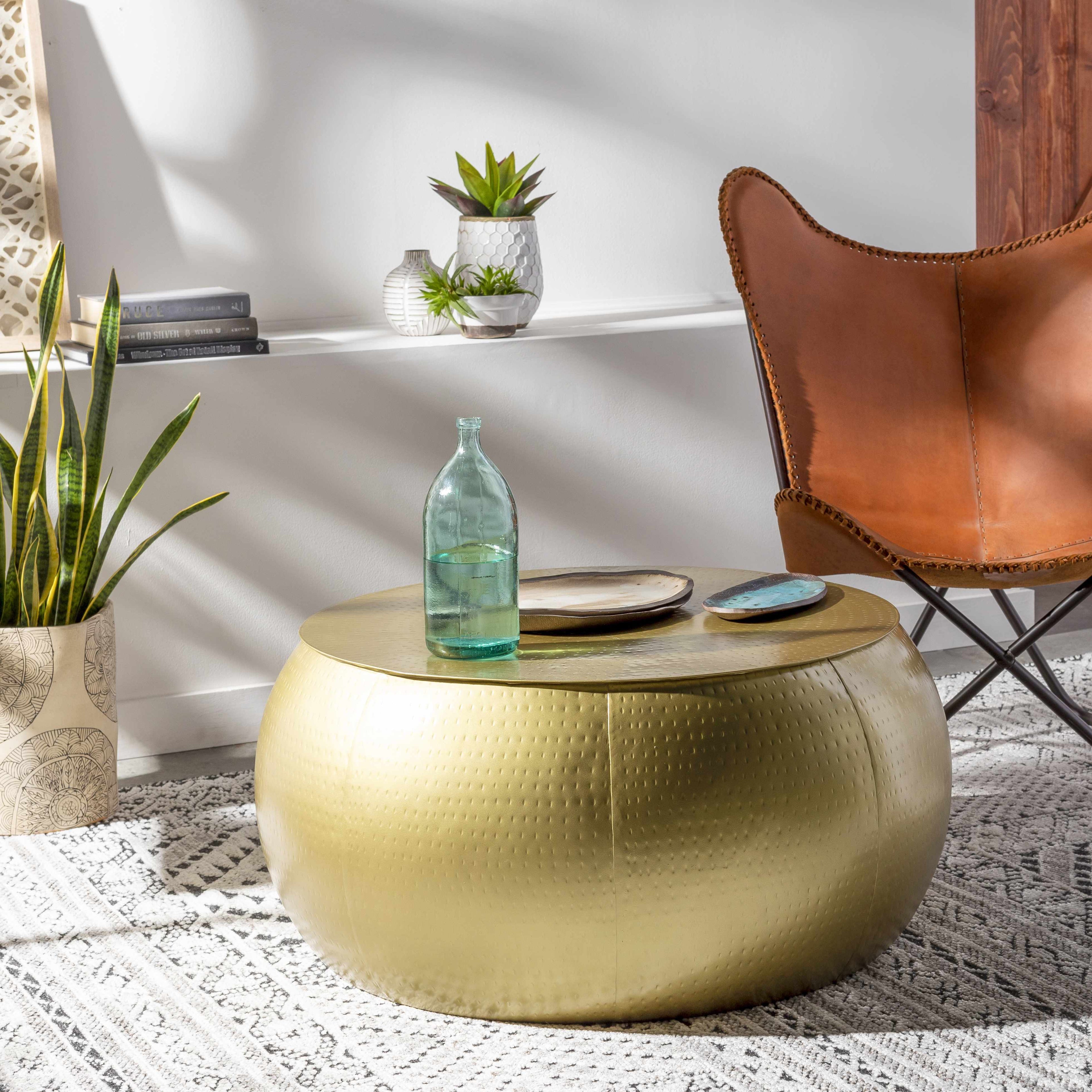 Lyncourt Golden Textured Round Coffee Table - Clearance