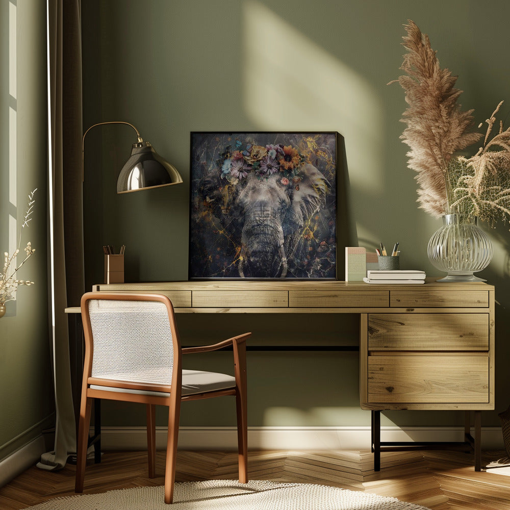 Elephant Animal Vintage Art Illustration Wallart 01