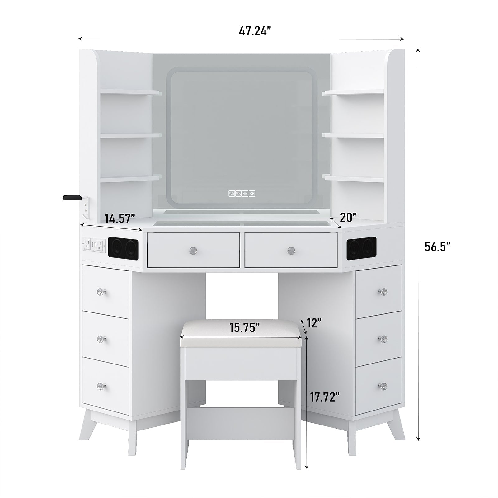 LED Mirror Vanity Desk White - Vektaya