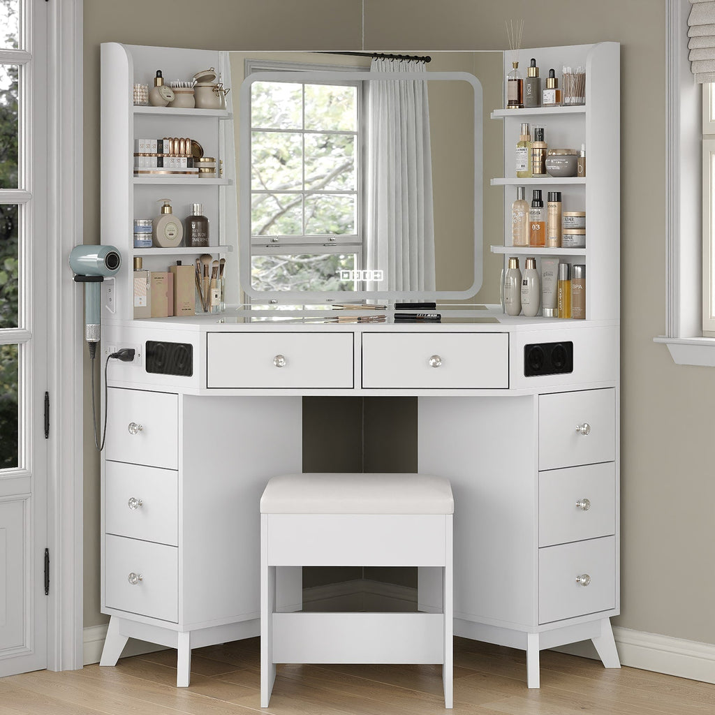 LED Mirror Vanity Desk White - Vektaya